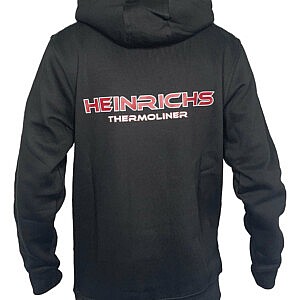 Heinrichs Thermoliner Hoodie in Schwarz – Rückenansicht mit großem Logo für LKW- und Truckfans