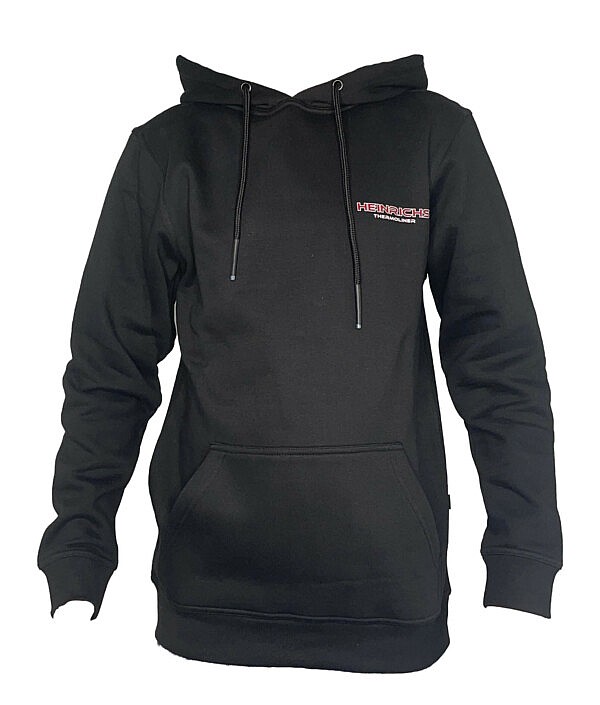 Heinrichs Thermoliner Hoodie in Schwarz – Vorderansicht mit kleinem Brustlogo