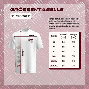 Größentabelle für das Heinrichs Thermoliner T-Shirt – perfekte Passform für Trucker, in den Größen S bis XXXL mit Angaben zu Breite und Länge in cm.