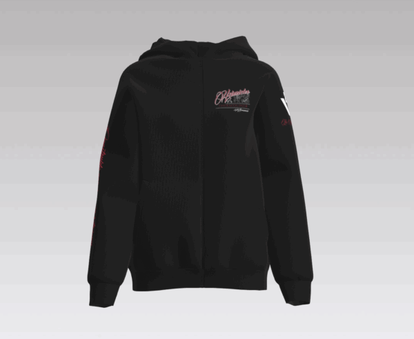 Schwarze Heinrichs Thermoliner Hoodiejacke mit Frontlogo und Ärmelstick – Hängerzug Edition.