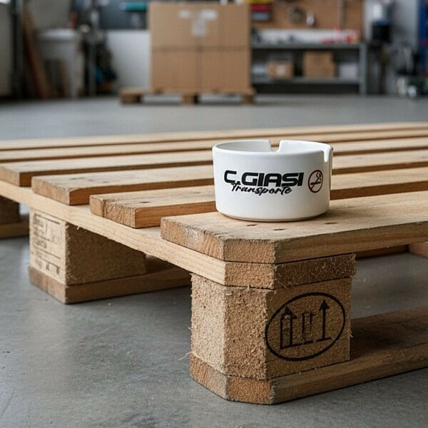 personalisierter Aschenbecher mit dem Logo C. Gasi Transporte