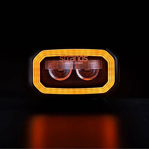 Strands FOR9T No Glare Work Light amber LED Doppeloptik Frontansicht leuchtend