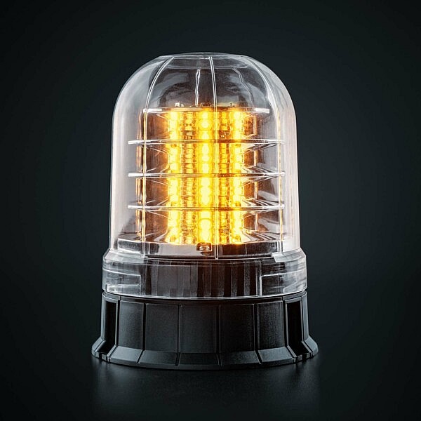 Big Energy XL LED Rundumleuchte mit transparentem Dome und gelbem Blinklicht – Produktfoto