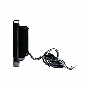 Strands Dark Knight IZE LED Nebelscheinwerfer – Seitenansicht mit Kabel, quadratische LED-Leuchte in Schwarz, robustes Gehäuse für LKW und Nutzfahrzeuge